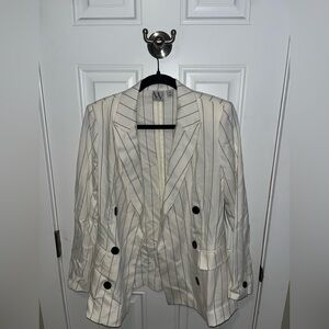 Cream and black striped oversized blazer